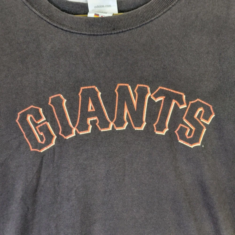 Vintage 2002 Adidas San Francisco Giants MLB T-Shirt Mens Medium Faded Black SF